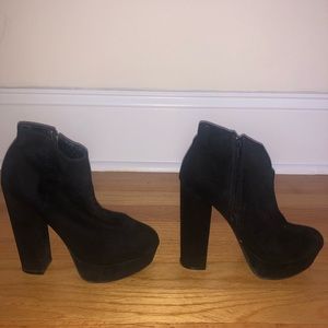 Black platform ankle booties